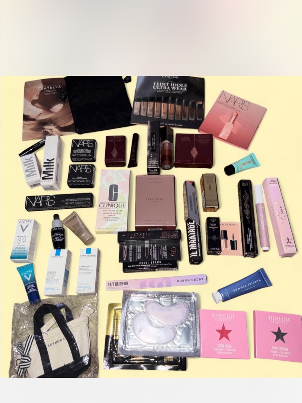 Ulta Beauty Assorted Makeup Collection with Pink, Black, Gold, White, Blue
